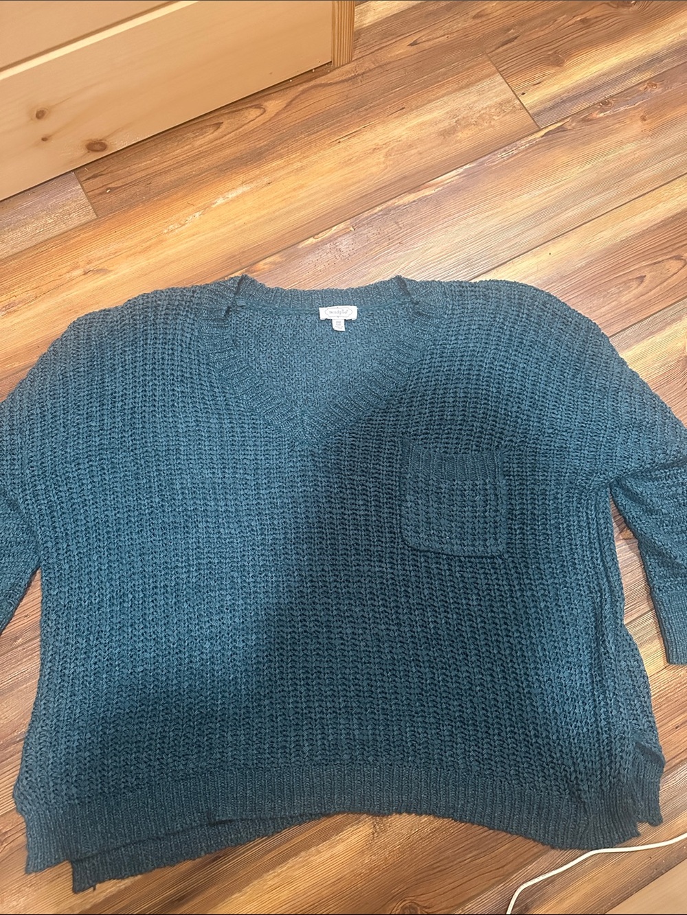 V-Neck Knit Sweater with Chest Pocket